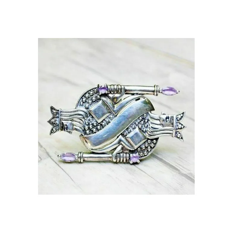 Винтажная серебряная брошь "Карточный король"