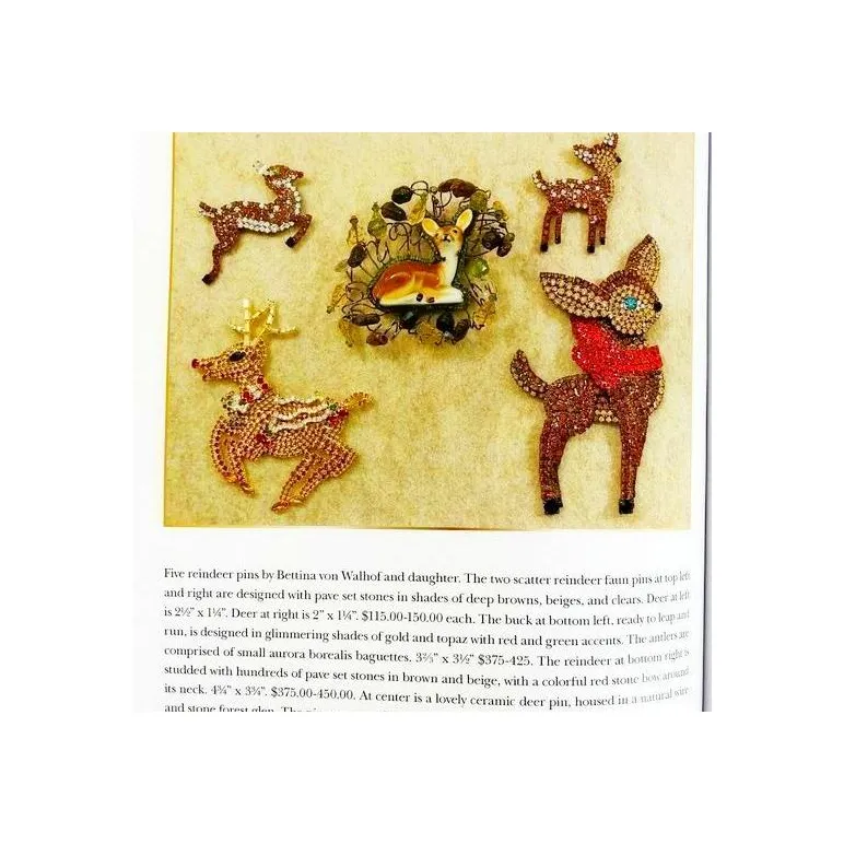 Винтажная, коллекционная брошь "Олень Рудольф" от BETTINA VON WALHOF
