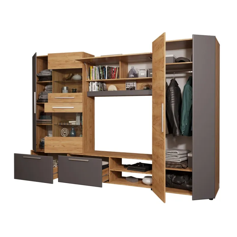 Мебель для гостиной стенка Сафари цвет Графит Софт