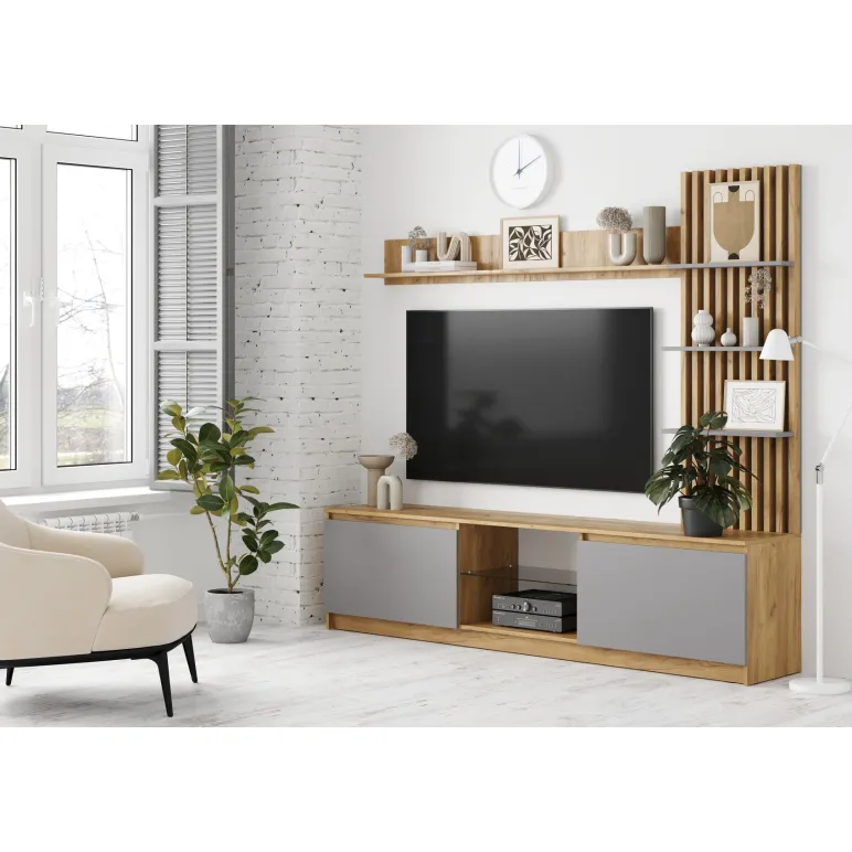 Мебель для гостиной стенка БОСТОН НМ-001 цвет серый