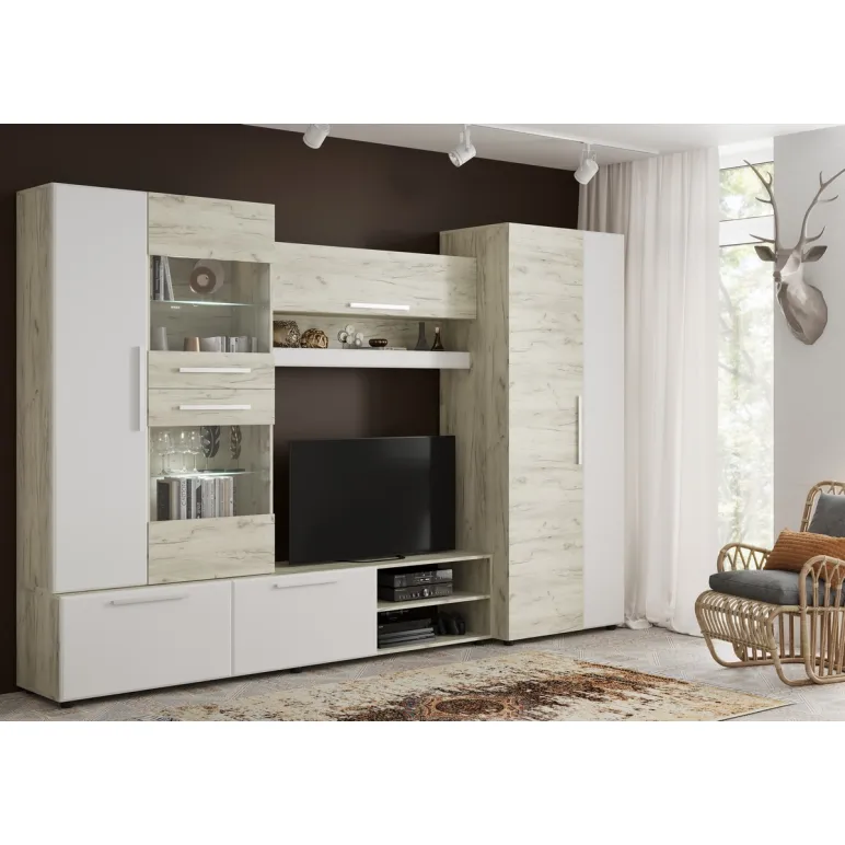 Мебель для гостиной стенка Сафари цвет белый